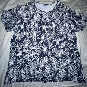 Blair Vintage 90s Y2K Floral short sleeve t shirt flawless Womens cotton blue